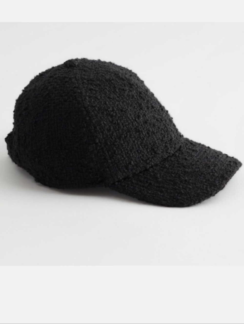 & Other Stories Black boucle Textured baseball hat